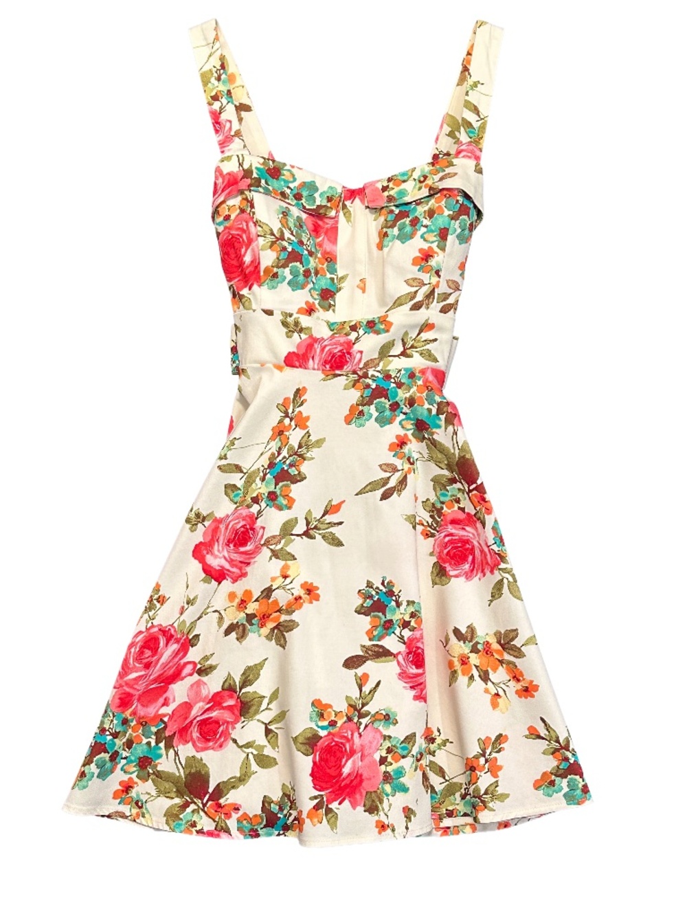 Varga Cottagecore Floral Fit & Flare Dress Sweetheart Neck Made USA M